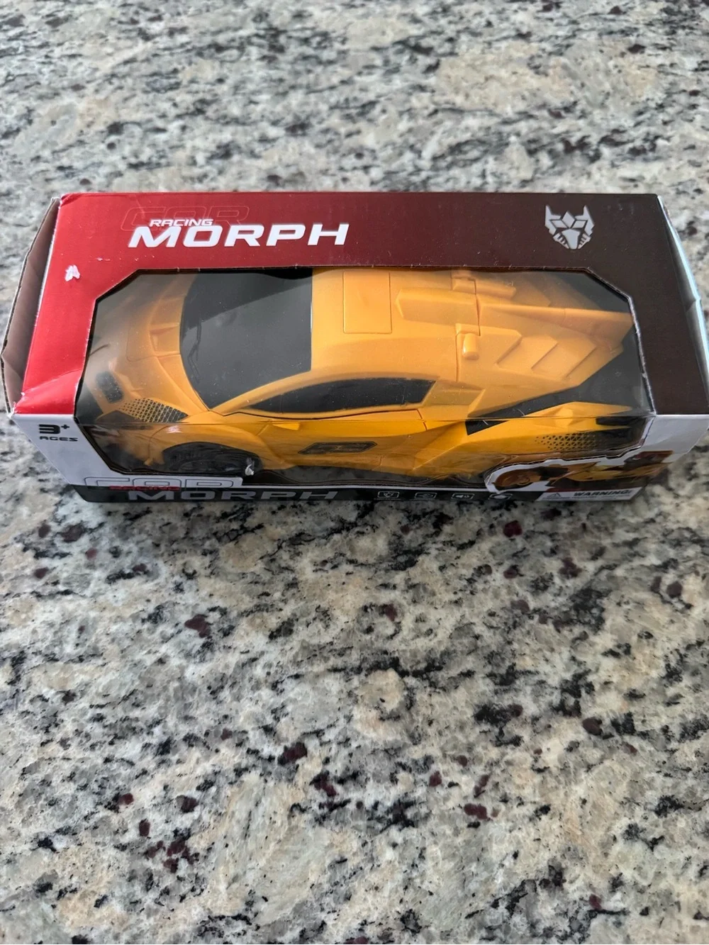 Yellow Transforming Racing Car Toy – Morph Robot Vehicle with Lights, Sound